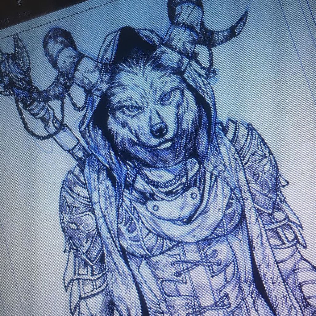 SeanDamienHill's tweet photo. Ani Waya (wolf clan) #cherokee #wolf #waya #horns #fantasy #art #inking #animorphs #virginiacomicartist #dmvcomics… https://t.co/VSKiSnxXy6 https://t.co/mjRcX6xh58