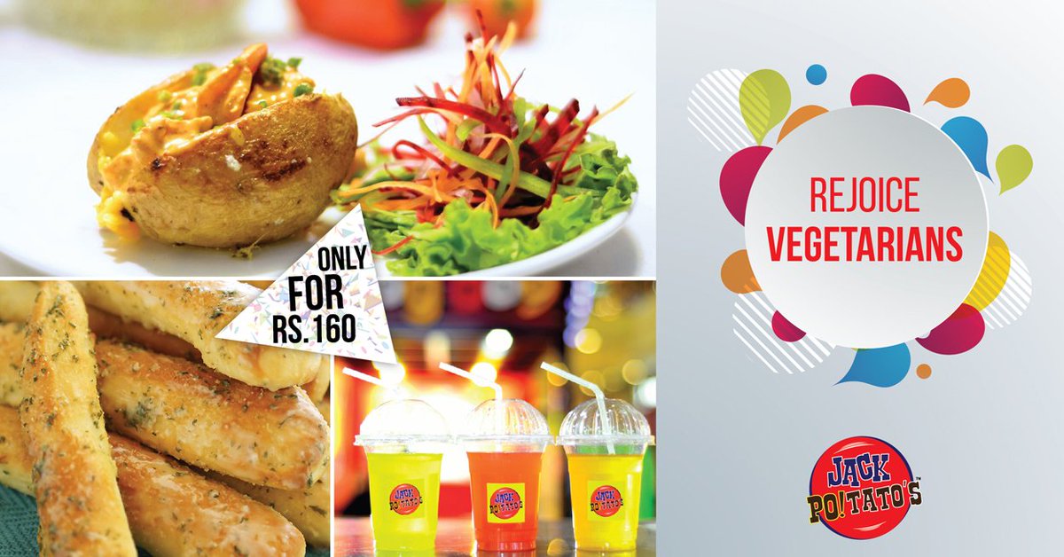jack_potatos75's tweet image. Jack Po!Tato's plus Garlic Bread plus Fruit Drink only for Rs. 160