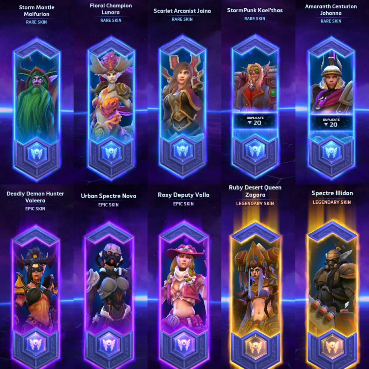 kelligurl's tweet image. Awesome night for #lootchests in #heroesofthestorm 🎁 10 skins in 7 chests. I especially love the pink and red ones 💖 #hots #gamergirl
