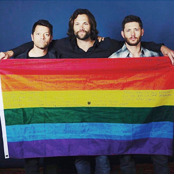 GenPadalecki's tweet photo. One year ago was the deadliest mass shooting in US history. 49 taken in Orlando. Standing strong with our LGBTQ family. 🏳️‍🌈 #PrideMonth https://t.co/AXC3YQx5XY