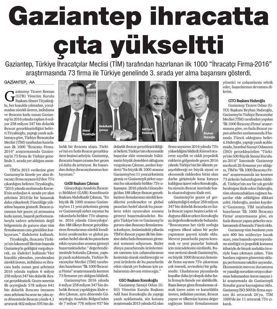 gso_kurumsal's tweet photo. HÜRSES GAZETESİ:GAZİANTEP İHRACATTA ÇITA YÜKSELTTİ HABERİ @Msttopcuoglu @askonuk https://t.co/ZsXZy6Ne5L