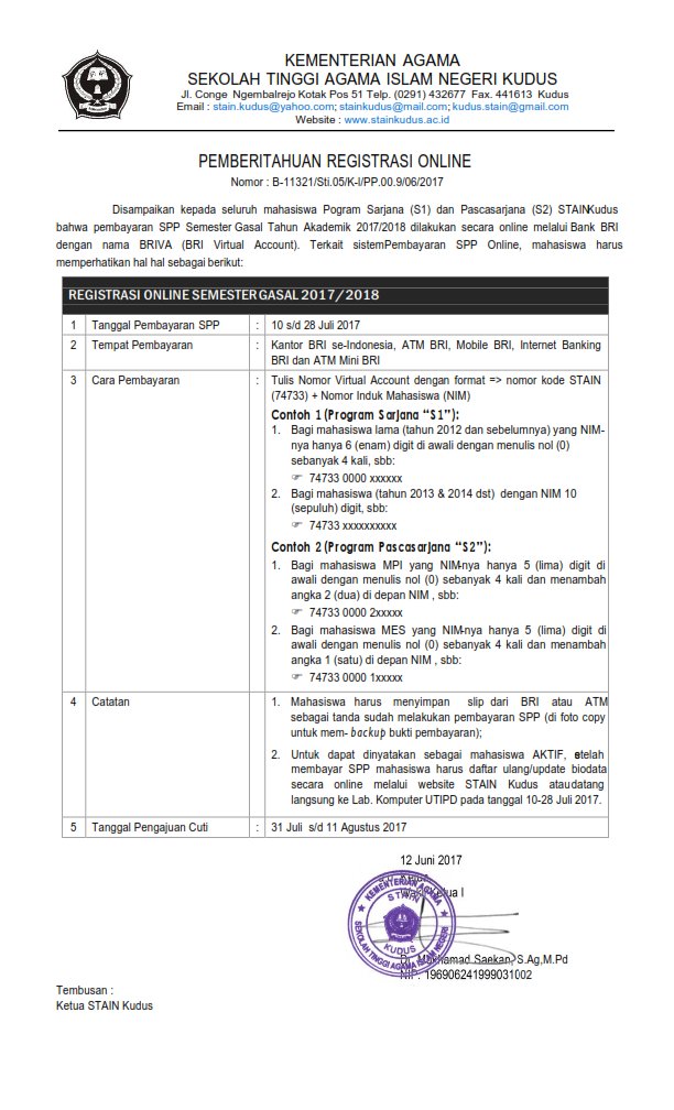 info_akademik's tweet photo. Info Registrasi Gasal 2017/2018 bagi Mahasiswa Lama tanggal 10 - 28 Juli 2017 https://t.co/eVZdaFTApE