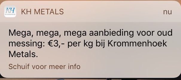 Pushberichtje van uw schrootboer🤜🏻  (kh-metals.nl/nl/over-kromme…)