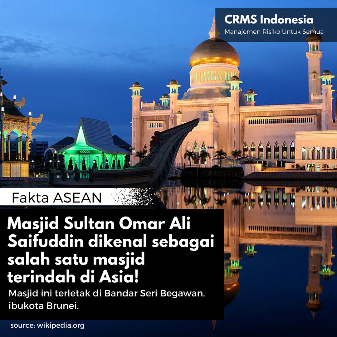 FaktaASEAN's tweet photo. Dibangun oleh Sultan Omar Ali Saifuddin III, pada tahun 1958. Bangunan ini menjadi contoh dari Arsitektur Islam modern. #Brunei #ASEAN https://t.co/8Zn2p3uNMk