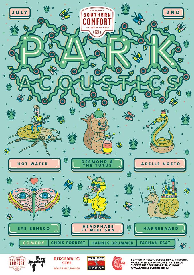 WIN: <a href="/parkacoustics/">Park Acoustics™</a> presents <a href="/DesmondandTutus/">Desmond and the Tutus</a>, <a href="/HOTWATERSA/">Hot Water</a>, <a href="/ByeBenecoBand/">Bye Beneco</a>, <a href="/dellbell800/">adelle nqeto</a>, <a href="/Headphase_SA/">Tim Mitchell</a> &amp; More! bit.ly/2sndo8b