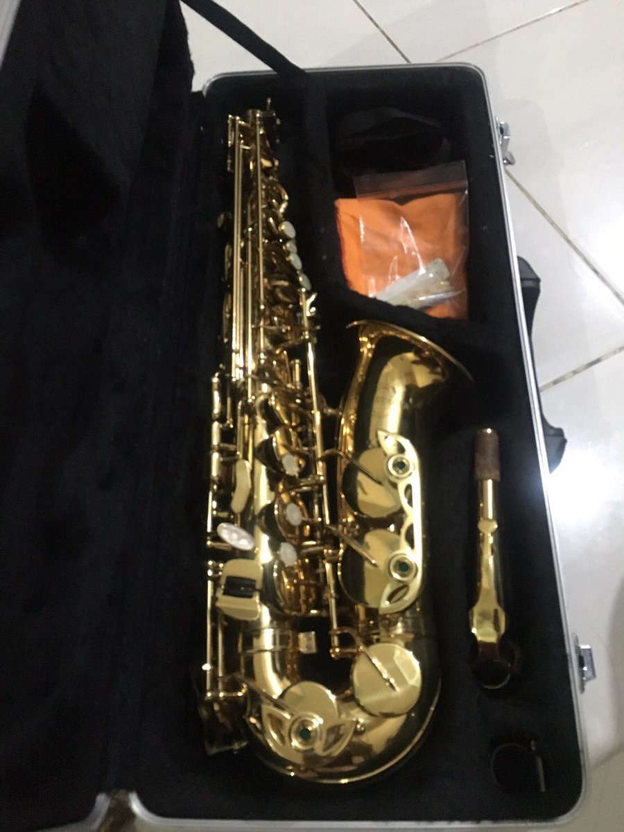 Jual Saxophone Alto by Ostrava. Baru dipakai sekali bonus banyak. Harga murah, contact me for more info #jualsaxophone #saxophonejakarta