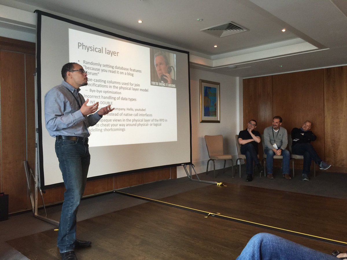 markrittman's tweet photo. @Nephentur Such a great #biforum session - four speakers delivering someone else's deck, sight-unseen and audience unaware we'd switched decks + topics https://t.co/knBOyavWTi