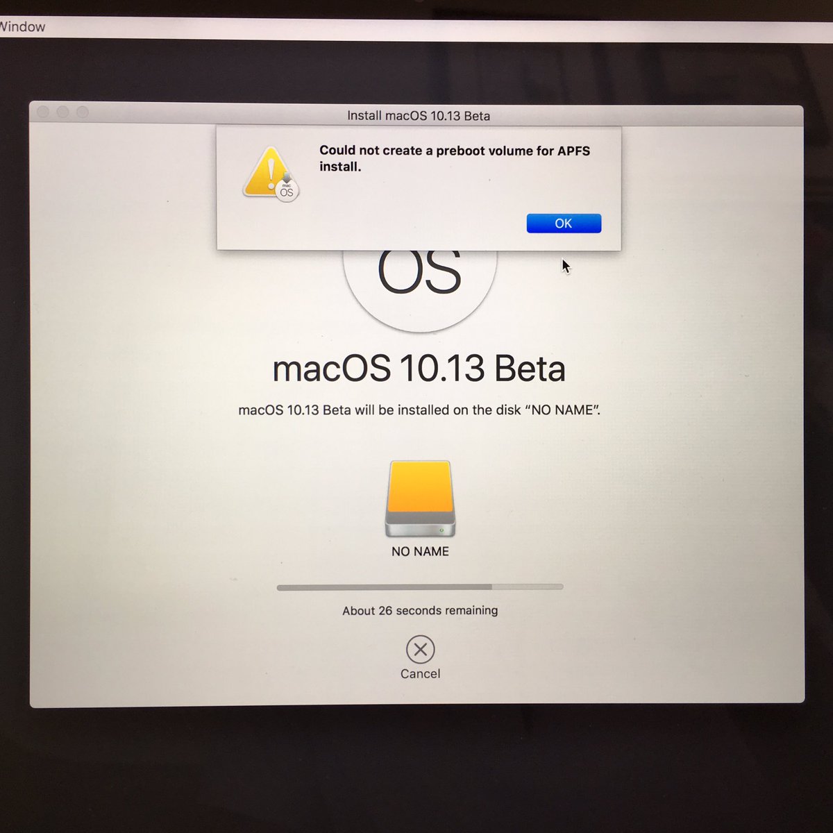 mac os could not create a preboot volume for apfs install