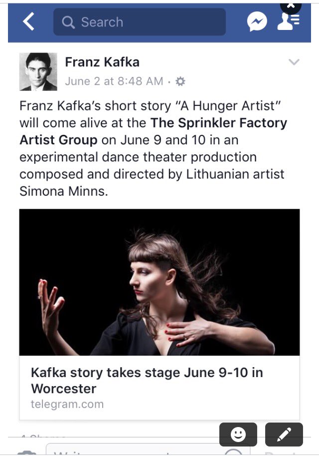 simonajazz's tweet photo. @cokhissiz shared! @syntheater production at @SprinklerFactry ! #syntheater #simonaminns #production #art #literature #FranzKafka #dance https://t.co/PpZqfX4Dtp