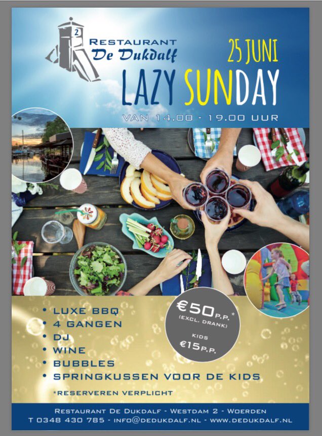 25 juni #lazysunday reserveer tijdig .#woerden