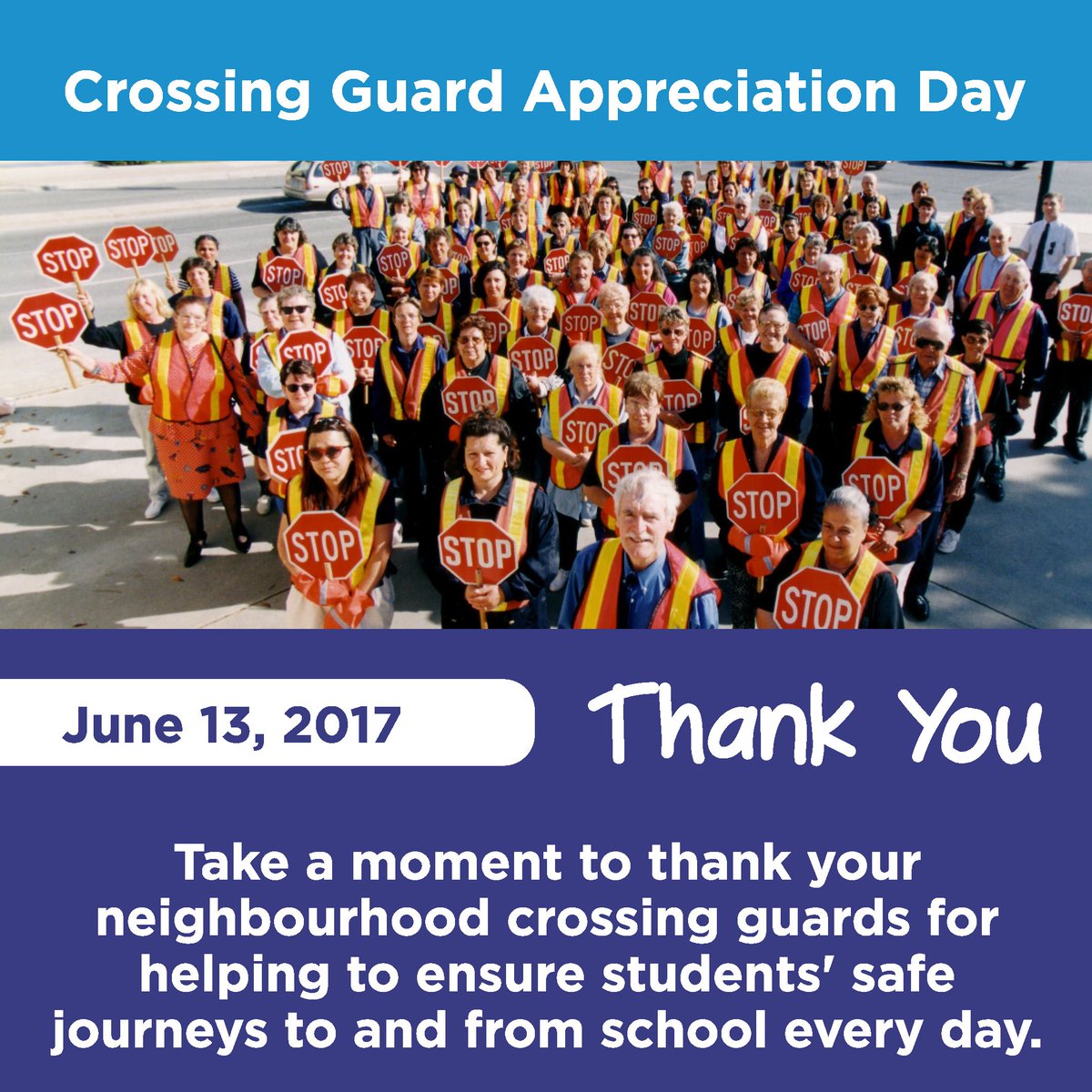 PeelSchools's tweet photo. A big thank you to our crossing guards who help to ensure a safe journey to and from school for thousands of students every day. #PeelProud https://t.co/B2c0MCYc4X