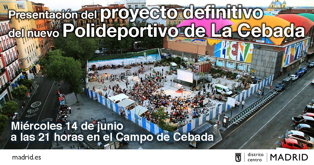 JMDCentro's tweet photo. Acércate a conocer cómo será el #PolideportivoCebada. Mañana miércoles 14 por la noche en el #campodecebada. https://t.co/eGgEIYwXhx