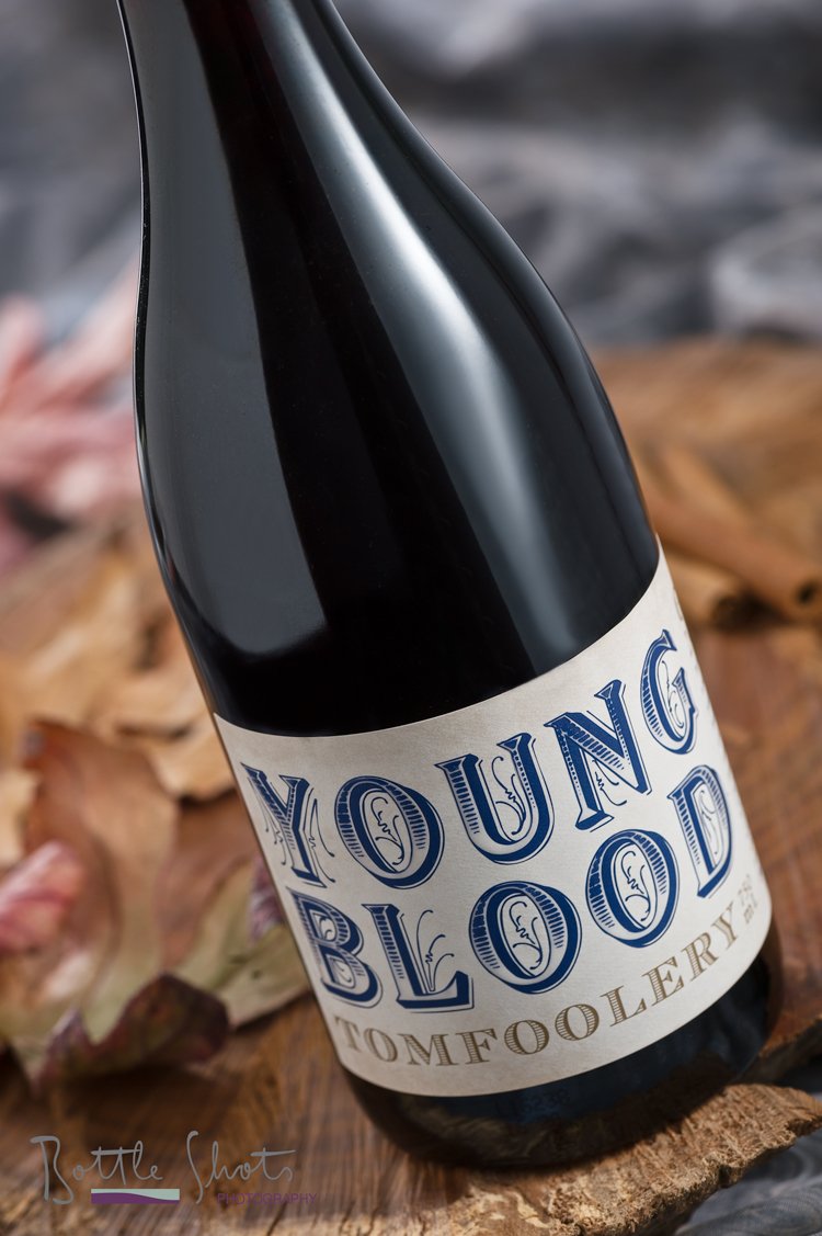Strong typography on <a href="/TomfooleryWines/">The fools</a> Youngblood Grenache styled #HarrietHarcourt at #Pearsestreetstudio and on offer in WA at <a href="/OBCellars/">OldBridgeCellars</a>