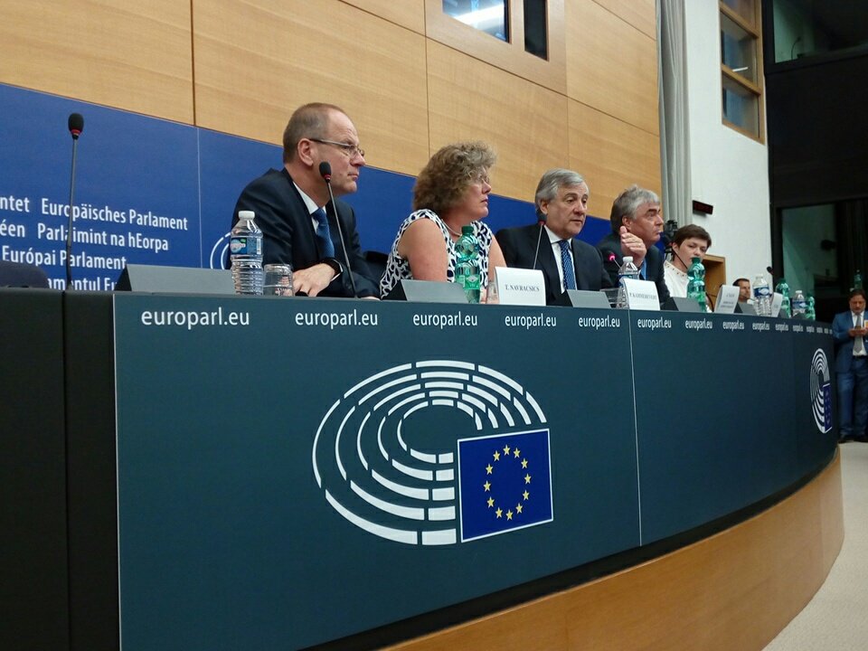 ESN_Int's tweet photo. "We want to pave the way for a better Erasmus on the years to come." @EP_President Tajani at #ErasmusPlus press conference. https://t.co/EGX8H52WdA