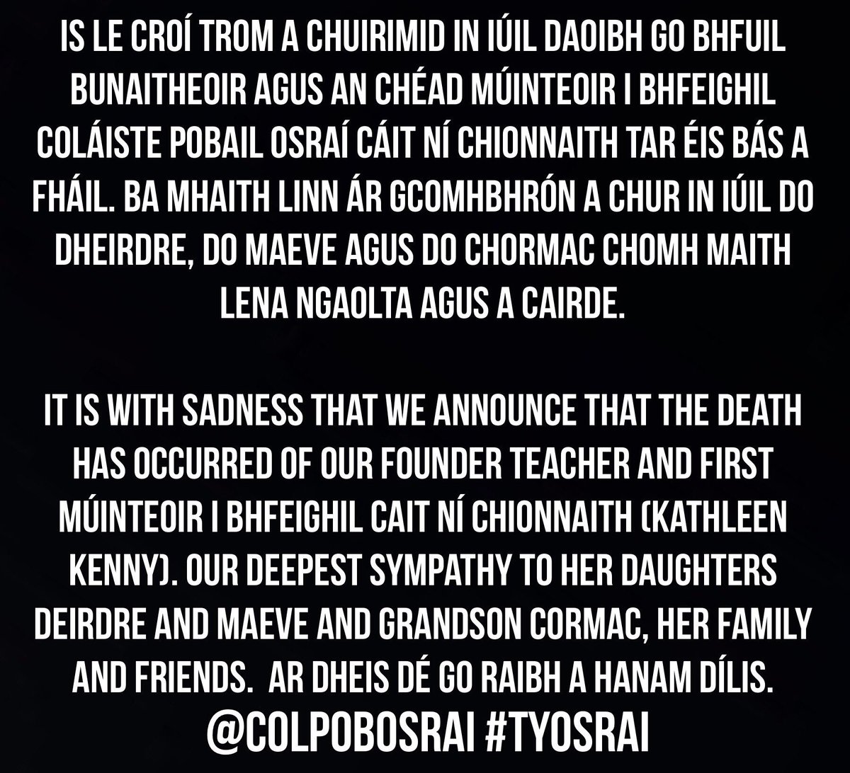 tyosrai's tweet photo. Ar dheis dé go raibh a hAnam dílis. | @ColPobOsrai #TYosrai https://t.co/fiTD2wBjlN
