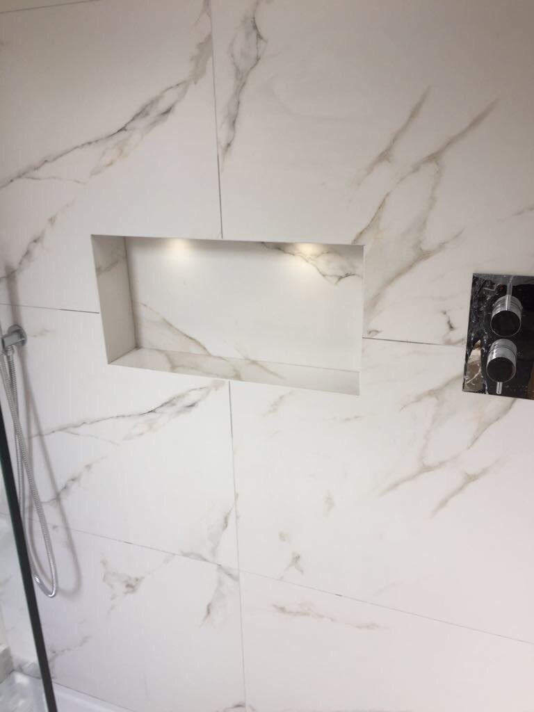 Job completed with #porcelthin #tilemasteradhesive #mapeigrout from #apexgrangeltd by #Markedmunds