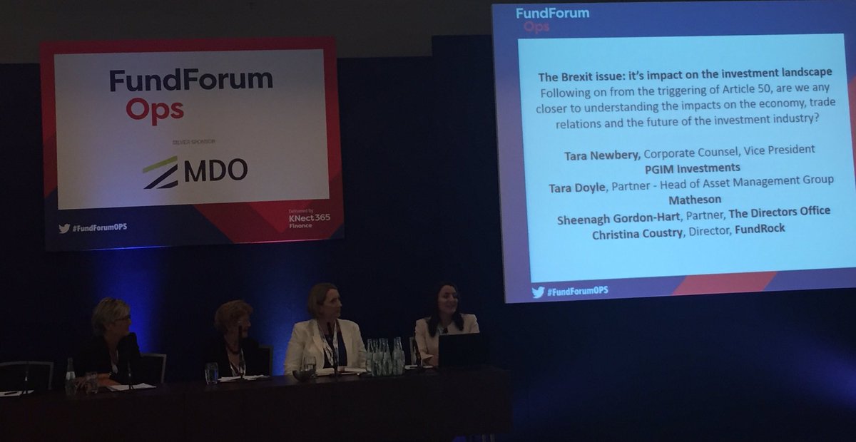 Lola_Zafra's tweet photo. The #Brexit issue panel by #TaraNewbery, #TaraDoyle, #SheenaghGordon-Hart & #ChristinaCoustry @ #FundForumOPS #Berlin #Funds #Operations https://t.co/ZtEVlQ1vuK