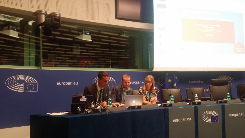 garagErasmus's tweet photo. Presenting in the @Europarl_EN the @EUErasmusPlus Generation Online Meeting point @EU_Commission @ESN_Int #Erasmus30 https://t.co/b476xbU16r