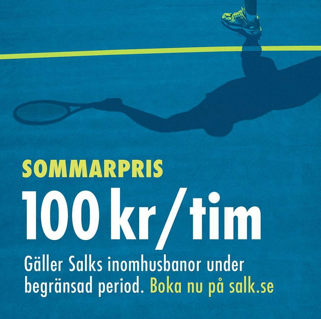 SALKTennis's tweet photo. Sommarpris på spel i Salkhallen, 100 kr/tim under begränsad period.
https://t.co/XgmDDCafry https://t.co/n9W7tzrrPa