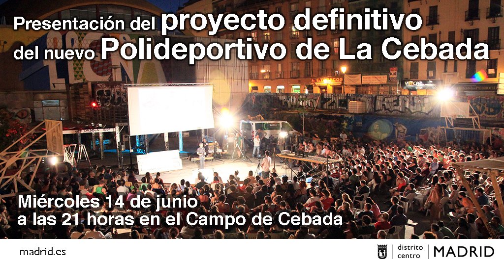 JMDCentro's tweet photo. Acércate mañana por la noche al #campodecebada a conocer cómo será el #PolideportivoCebada. https://t.co/jBCJVPQ9j6