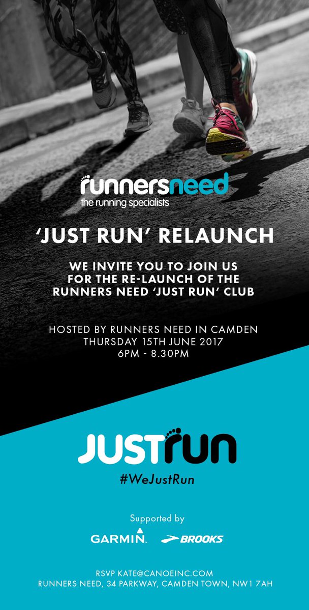 Canoeinc's tweet photo. Last chance to attend @RunnersNeed #justrunclub launch 15.06.17 w/ @Garmin &amp; @brooksrunning ! Receive 20% in-store! RSVP - kate@canoeinc.com https://t.co/nTfUiTVxlf