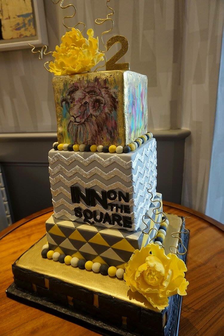 FWPGroup's tweet photo. Happy birthday #innonthesquare @LDHotels #2ndbirthday #amazing #cake inspired by @HarlequinFW fabrics #design #interiors #architecture https://t.co/86RqeYxOPc