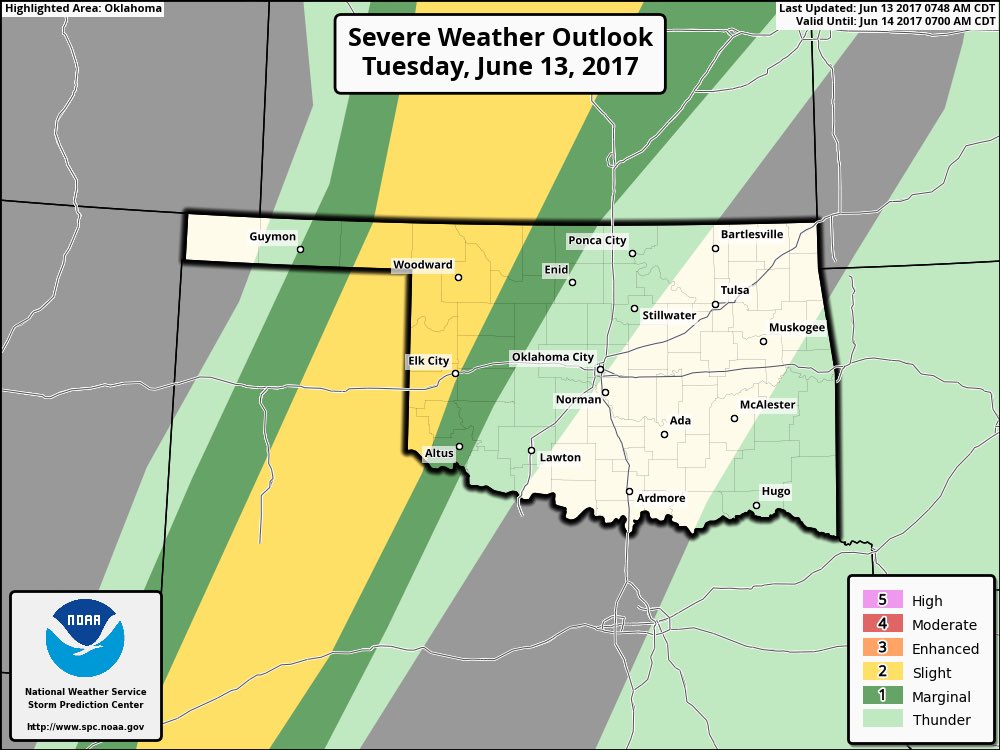 zachstanford's tweet photo. THIS AFTERNOON-EVENING: Strong to severe storms possible in western #OKwx. Damaging wind gusts and lg hail possible with strongest storms. https://t.co/3F5RcctjnC