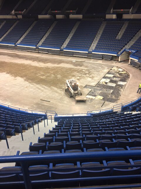 WhalersBrigade's tweet photo. Whistle #BrassBonanza while you work. #XLCenter is getting a new ice sheet good enough for any hockey team. #Whalers https://t.co/aCScmhnEW2