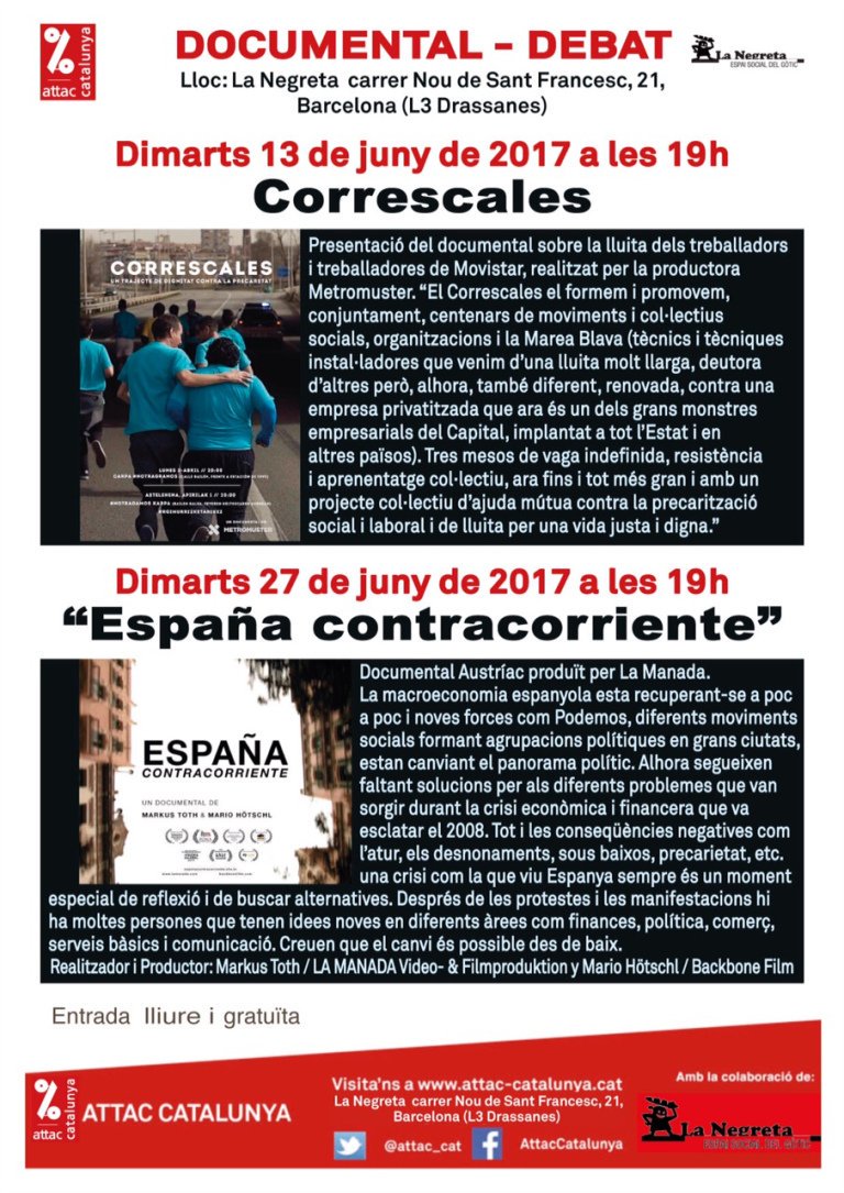 Avui tens una nova oportunitat de veure el documental del Correscales a Barcelona, a les 19h a <a href="/lanegretagotic/">La Negreta - Espai Social del Gòtic #SomBarri</a> 
facebook.com/events/1371516…