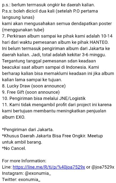 exonumia_'s tweet photo. HELP RT
EXOL INDONESIA
PRE ORDER 2000 ALBUMS EXO GRAND COMEBACK. DETAILS:

MORE INFORMATION @exonumia_
#EXO #EXONUMIA #AMILLIONFOREXO https://t.co/O4F6IJTEnu