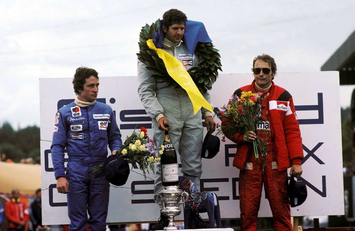 F1's tweet photo. 🗓 JUNE 13, 1976: Tyrrell’s classic six-wheel P34 wins its first and only #F1 race at the Swedish GP #OnThisDay https://t.co/Dp2HDIgsh4