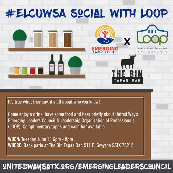 Stayinthe_LOOP's tweet photo. Join us tonight 6-8 pm at The Bin Tapas Bar for the @elcuwsa mixer! https://t.co/NzknLz16cY #engageleadtransform https://t.co/a98svnkPJu