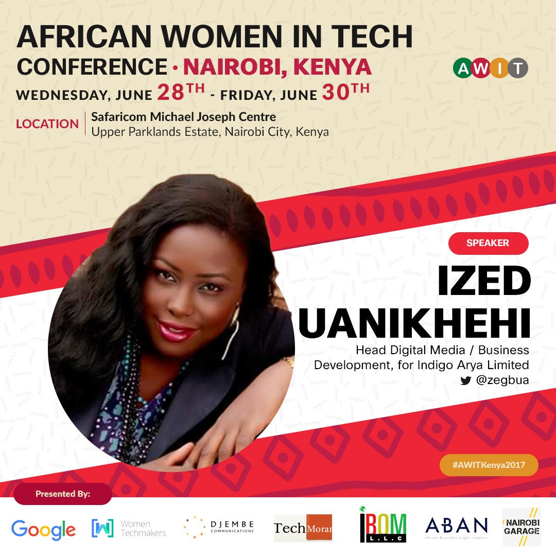 zegbua's tweet photo. I’m so excited about speaking at the African Women In Technology Conference. @AfricanWIT, #AWITKenya, #womenintech.
@IndigoArya https://t.co/xN1vXtYZK0