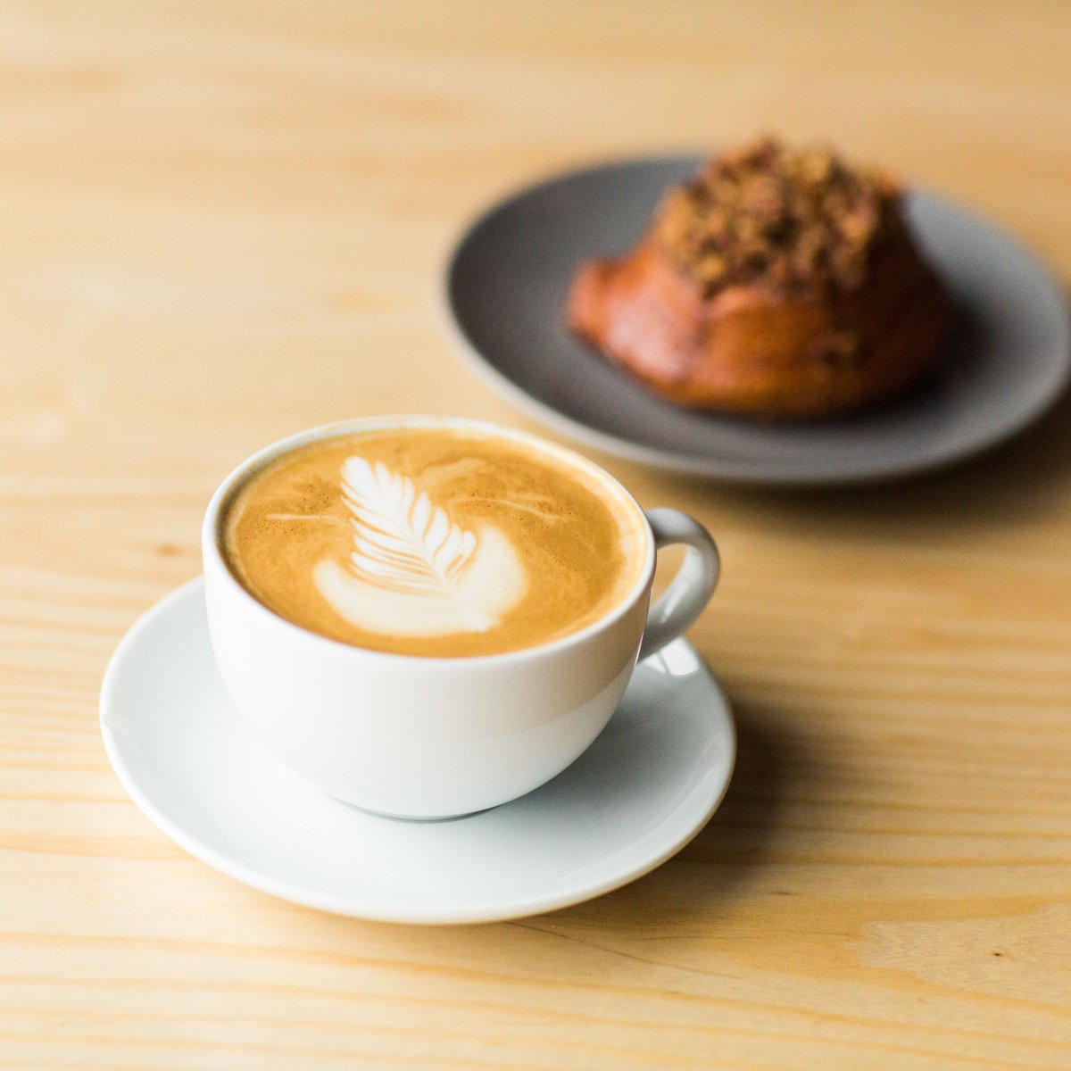 Latte and a sticky bun // what is your favorite combination? #neidcoffee #coffeeandpastry #neidhammer @ashleywittmerphotography