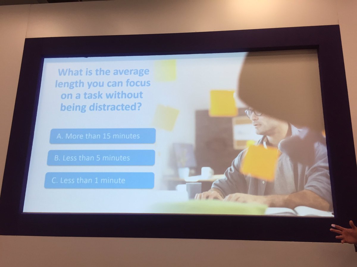 NetexLearning's tweet photo. So how long can we concentrate for asks @mike_netex ? 8 seconds say some. And it's all down to #mobile tech! https://t.co/hN0xCUuBcY