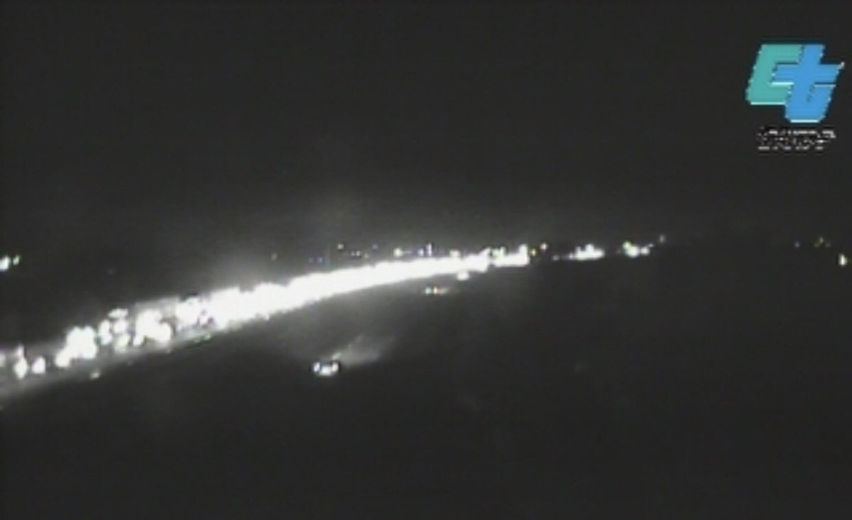 MartinaDelBonta's tweet photo. #SigAlert: Bad accident involving Big Rigs on 205 WB at Naglee in Tracy. #2 and #3 lanes closed. Traffic backing up @FOX40 #TracyTriangle https://t.co/lAJroMEntg