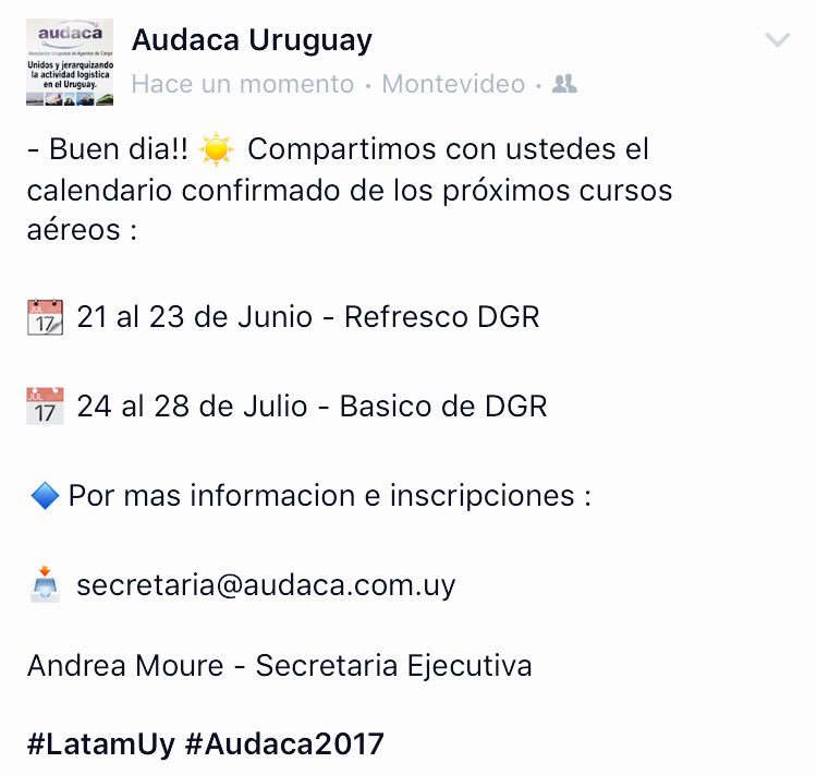Buen dia!!! 👇🏼 #latamUy #audacaUy