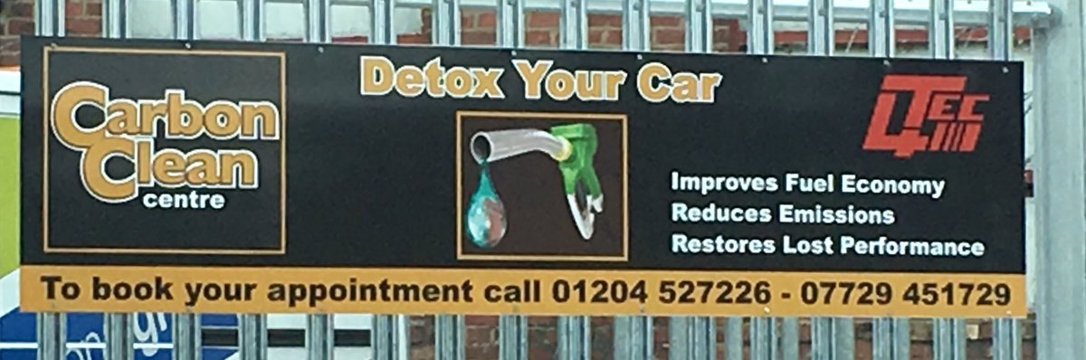 Tec4NorthWest's tweet photo. @ladautoz_lad in Bolton promoting Carbon Clean Services with their striking new signage. #Bolton #carbonclean #detox #mot #mpg #dpfclean https://t.co/0Tv3zIlDR3