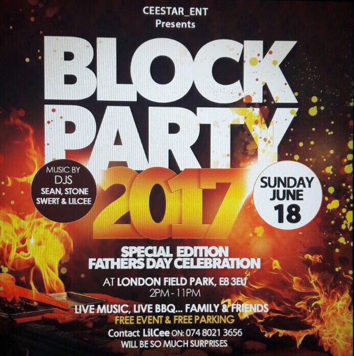 ceaser_lilcee's tweet photo. @OfficialZAZADK #Blockparty #bbq #Sunday18thJune2017 !! At London Field Park E8 3EU time 2pm-11pm #ceestar_ent https://t.co/okQEdwiN1w