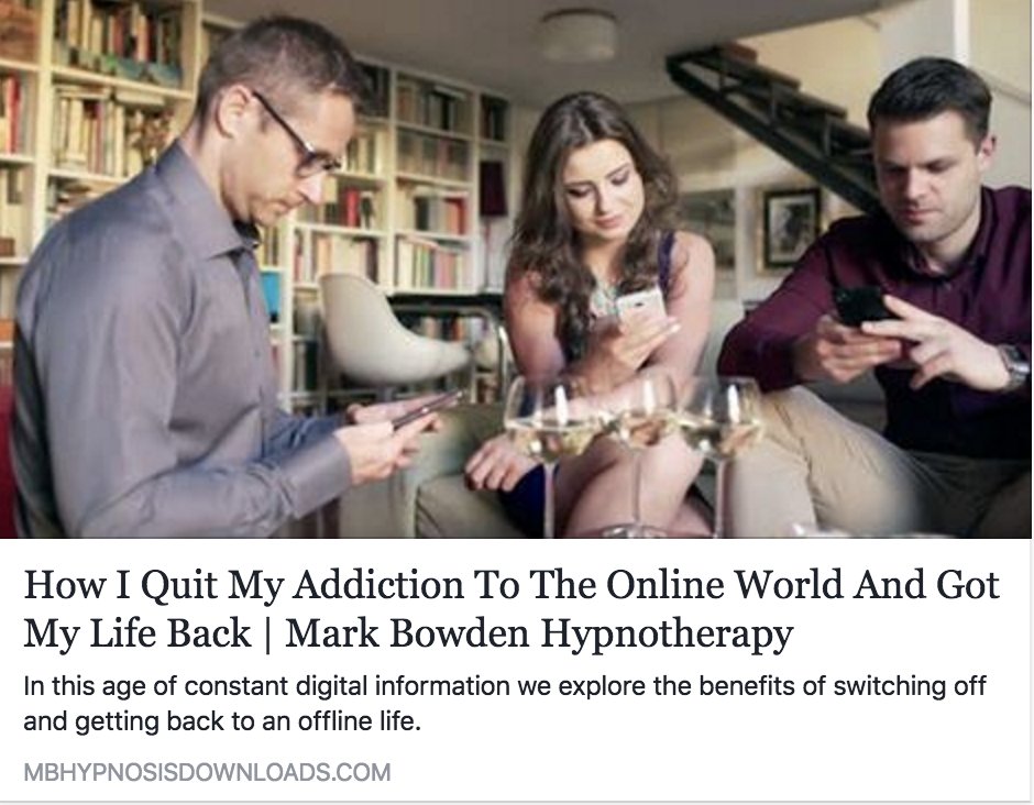 How my colleague got her life back after taking herself offline and away from the #FOMO. #positive #Hypnotherapy goo.gl/5Jpszc