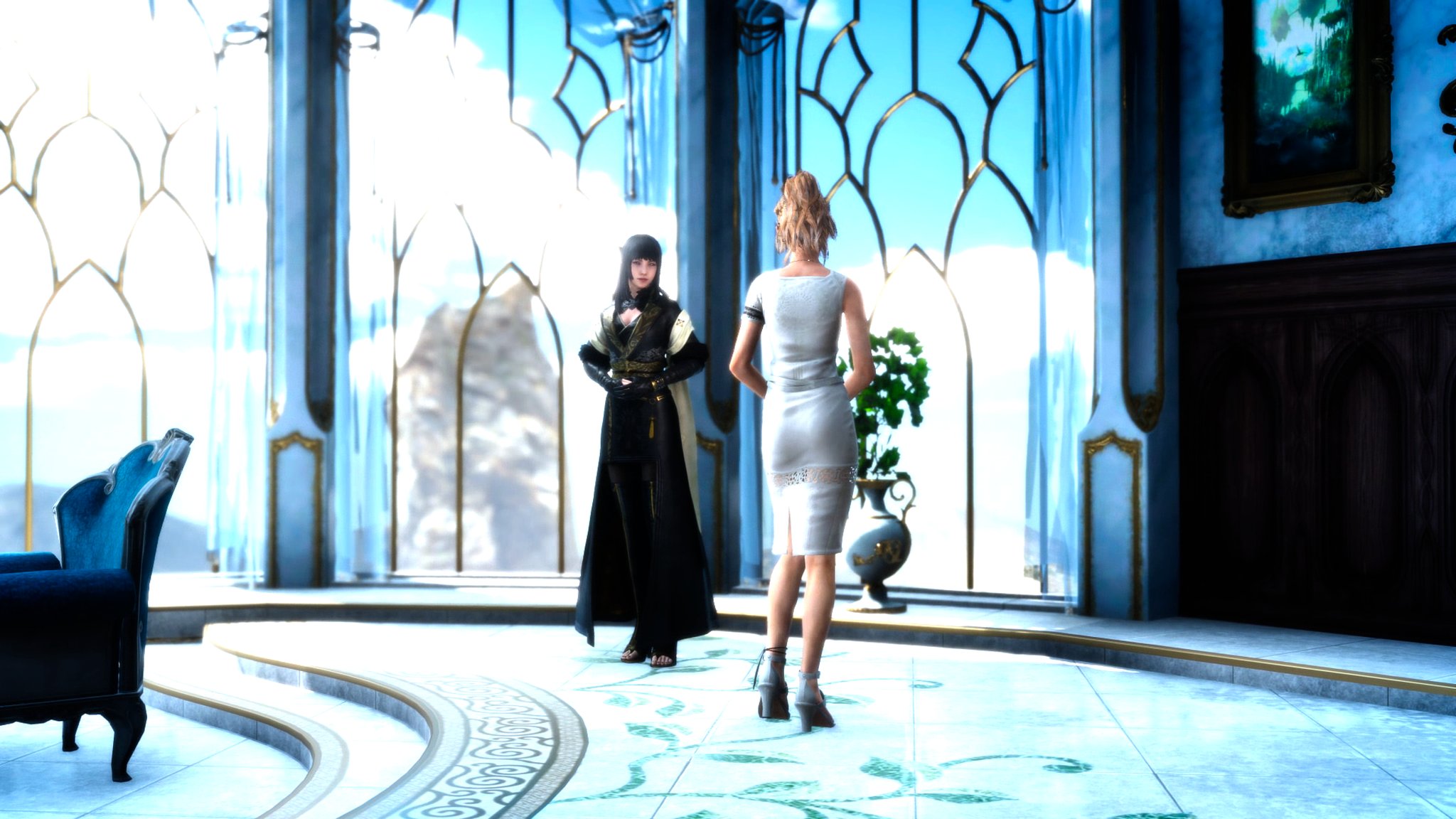 メイ A Twitter このシーン ルナフレーナ様の後ろ姿が綺麗で構図線を引いて観察しています ｰ お尻のラインが素敵 ﾟ この自然な丸みを絵でも表現したいですね 体型によって変わりますので感覚を鍛えませんと W Ff15 Ffxv Ffxvfan 王の戦友