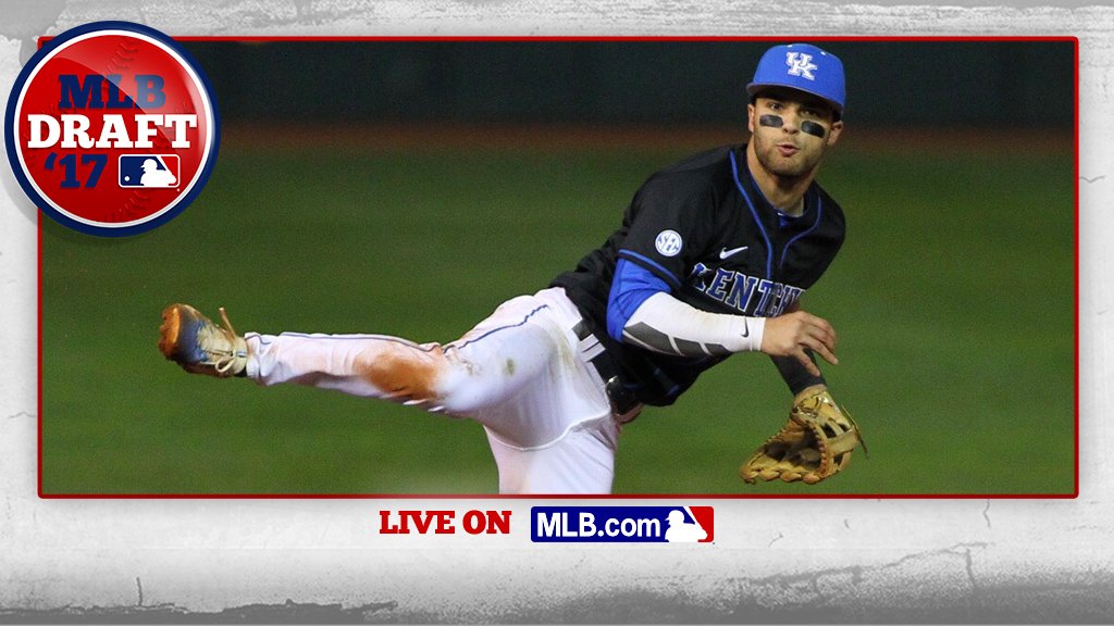 MLBDraft's tweet image. With the 89th pick of the 2017 #MLBDraft, the @Marlins select @UKBaseballl 2B Riley Mahan: atmlb.com/2h0e0Hi