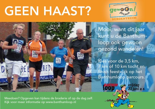 Banthumloop's tweet image. GEEN HAAST? NIEUW TIJDENS DE BANTHUMLOOP: WANDELEN!!! @dehaere
