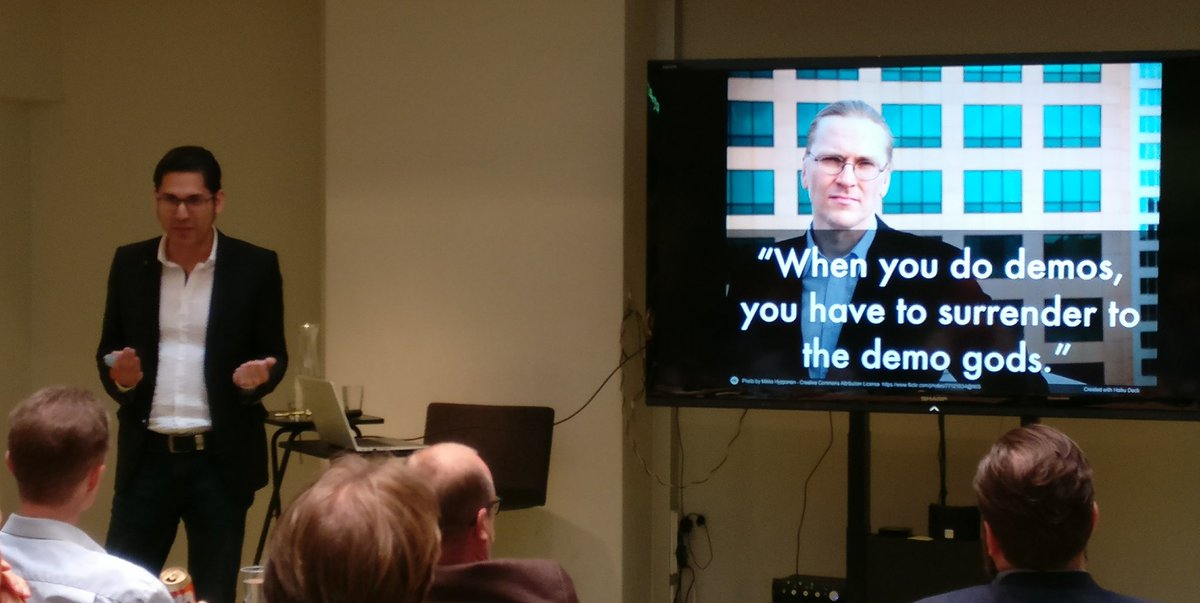 rasmusroiha's tweet photo. How to deliver a killer product demo? What can go wrong? Well... @mikko said it well :) @osantolalla @ohjelmisto_ry #saasklubi https://t.co/k3vo6ktI1P