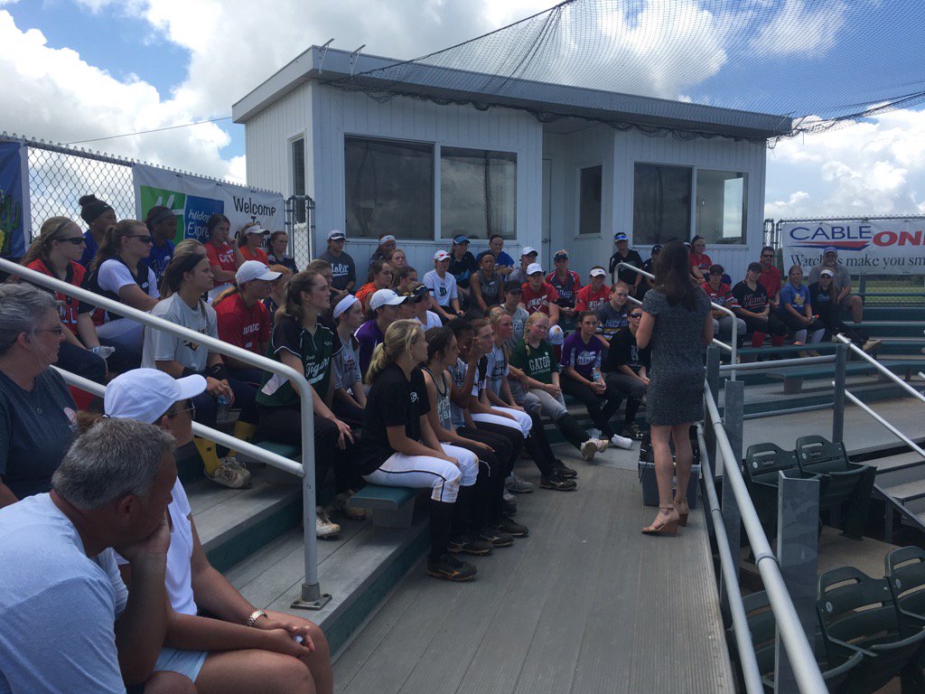 DeltaStateSB's tweet photo. Katie rocking the Admissions speech at today's Prospect camp! https://t.co/fzJeNlEla8