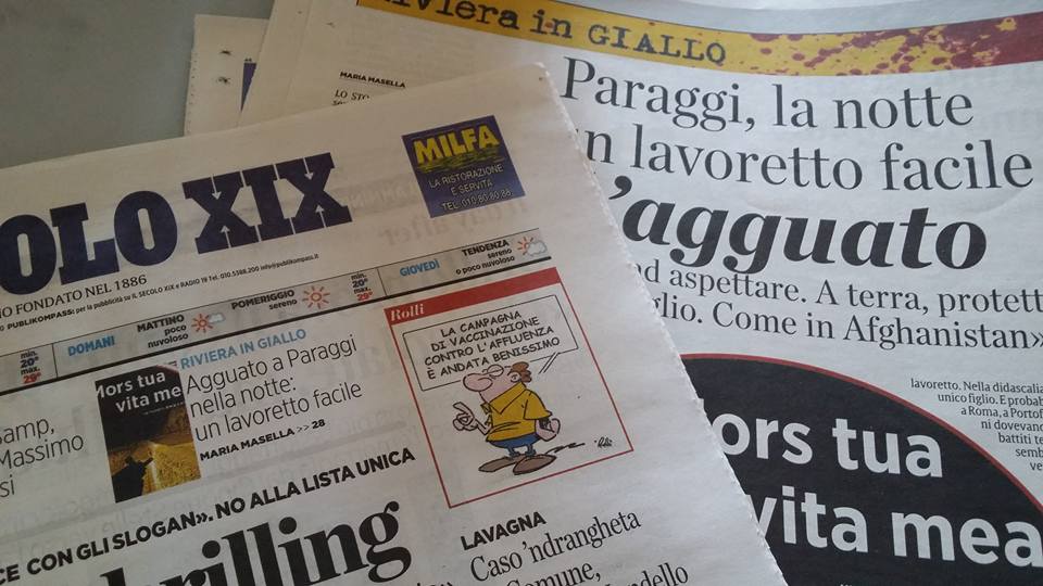 “Mors tua, vita mea” di Maria Masella oggi inaugura “Riviera in giallo”, rassegna di racconti noir raccolti ogni martedì su Il Secolo XIX