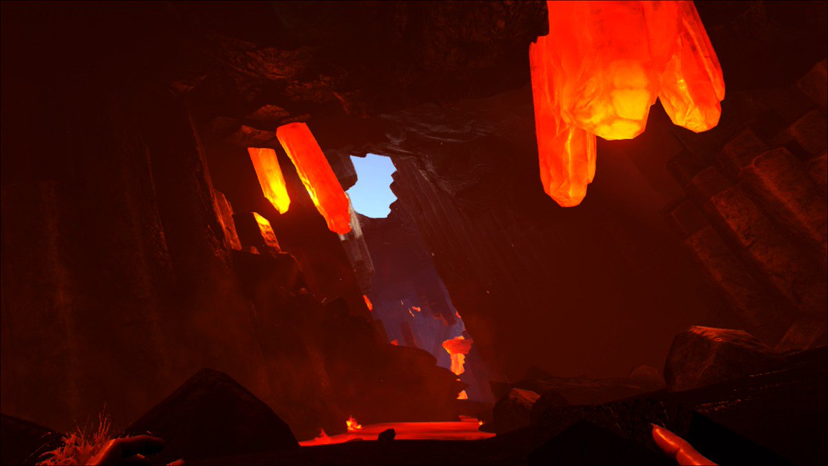 ট ইট র まつさと とおとび 初期ポイント付近にあった 溶岩洞窟 内部には水晶と硫黄 金属鉱石が転がるが 大変に暑い なお生物とは一度も遭遇しなかったが 深部にはワイバーンの巣がありそう Ark Ragnarok