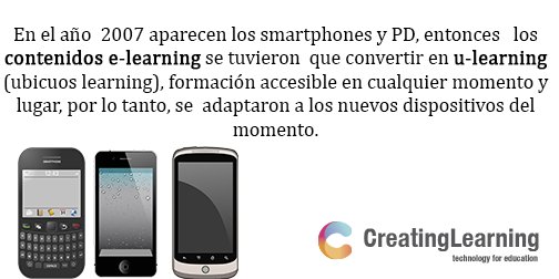 creatinglearnin's tweet photo. En el 2007 aparecen los Smartphones y los #ContenidosElearning deben convertirse en u-learning accesibles en cualquier momento y lugar. https://t.co/grS83SJmfD