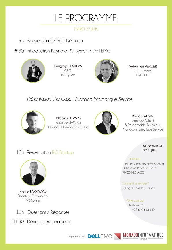 RG_System's tweet photo. [RG BACKUP TOUR] Rejoignez-nous le 27/06 à Monaco pour découvrir #RGBackup ! Inscription >> https://t.co/inBQJIq8Md #databackup #SaaS https://t.co/g3eKBNt8rA