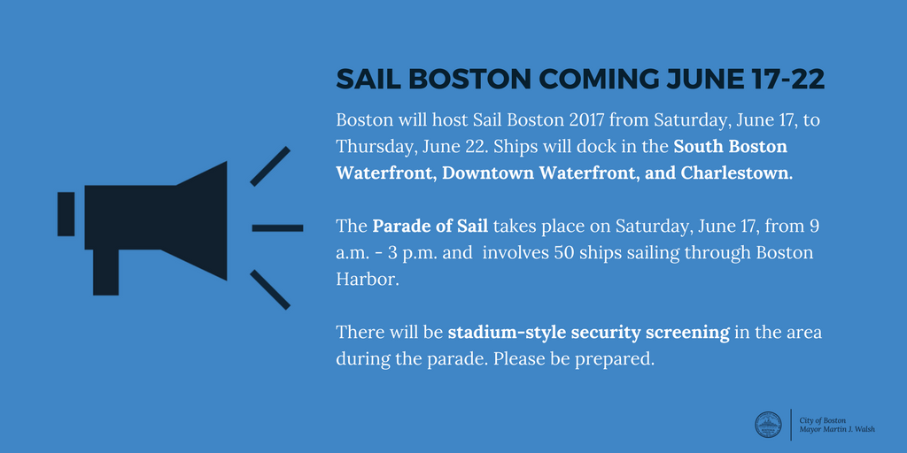 CityOfBoston's tweet photo. #SailBoston⛵️ 2017 will be the largest gathering of international Tall Ships in the U.S. since 2009. 

Learn more: https://t.co/bAFhDl3yGO https://t.co/4IWfvdScNb